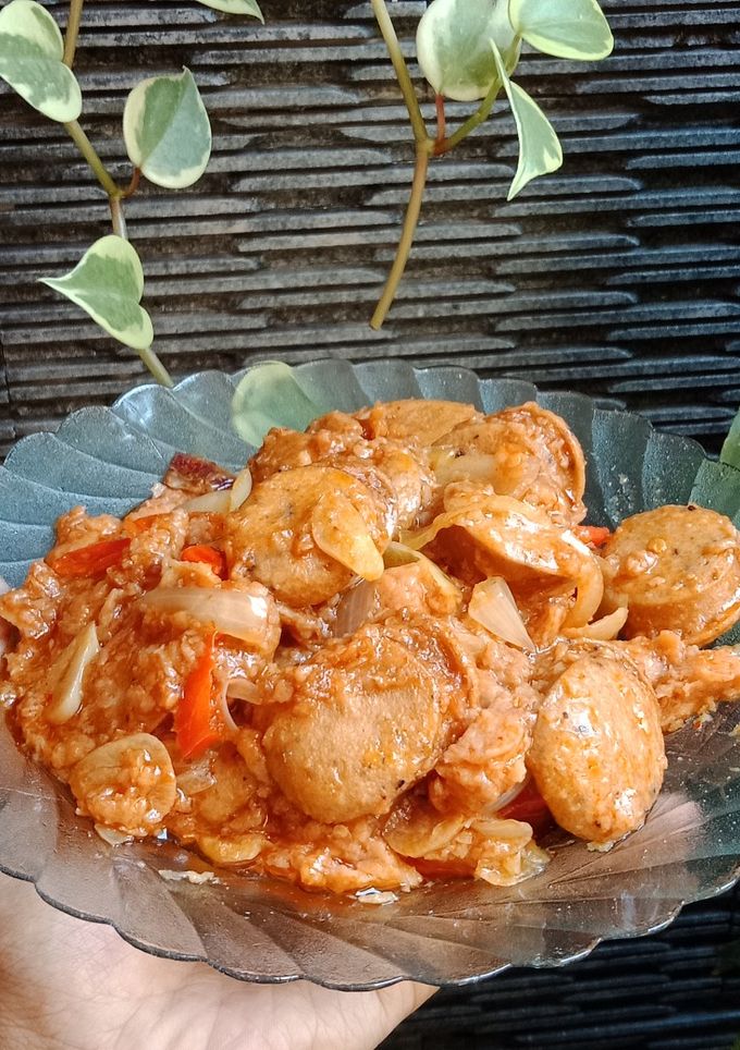 Foto resep Sosis dan daging cincang saus madu asam manis