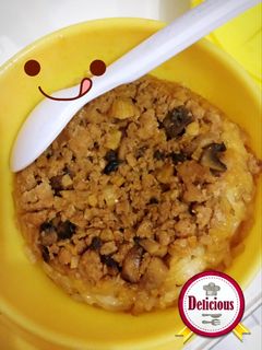 Foto resep Nasi tim ayam jamur for baby 12m+