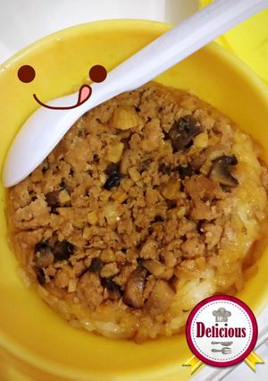 Foto resep Nasi tim ayam jamur for baby 12m+