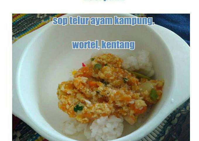 Nasi putih, sop telur ayam kampung sayur foto resep utama