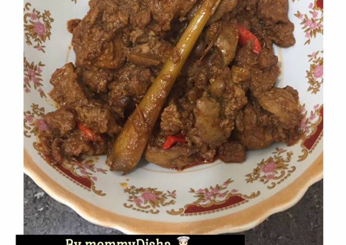 Rendang daging + ati ayam (pedas enak)