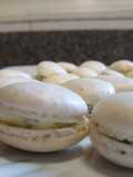 Macarons de cajú con relleno de queso y albahaca