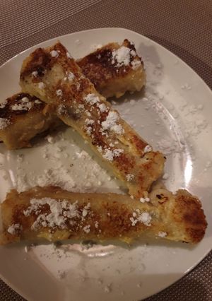 Une photo de Roulé Nutella au pain de mie façon pain perdu