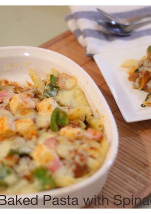 A picture of Paneer & Spinach Pasta Bake.