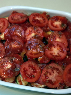 A picture of Becky's Potato Zucchini bake.