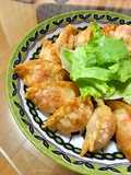 Fried Gyoza with Hanpen, Sakura Shrimp, and Cheese