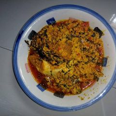 A picture of Egusi soup with ugu.