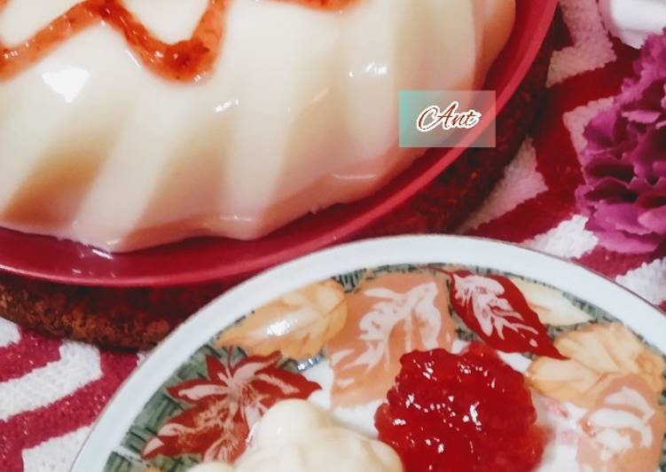 10 Resep: Puding keju toping selai strawberry &#34;merah putih&#34; 🇮🇩🇮🇩 Anti Gagal!