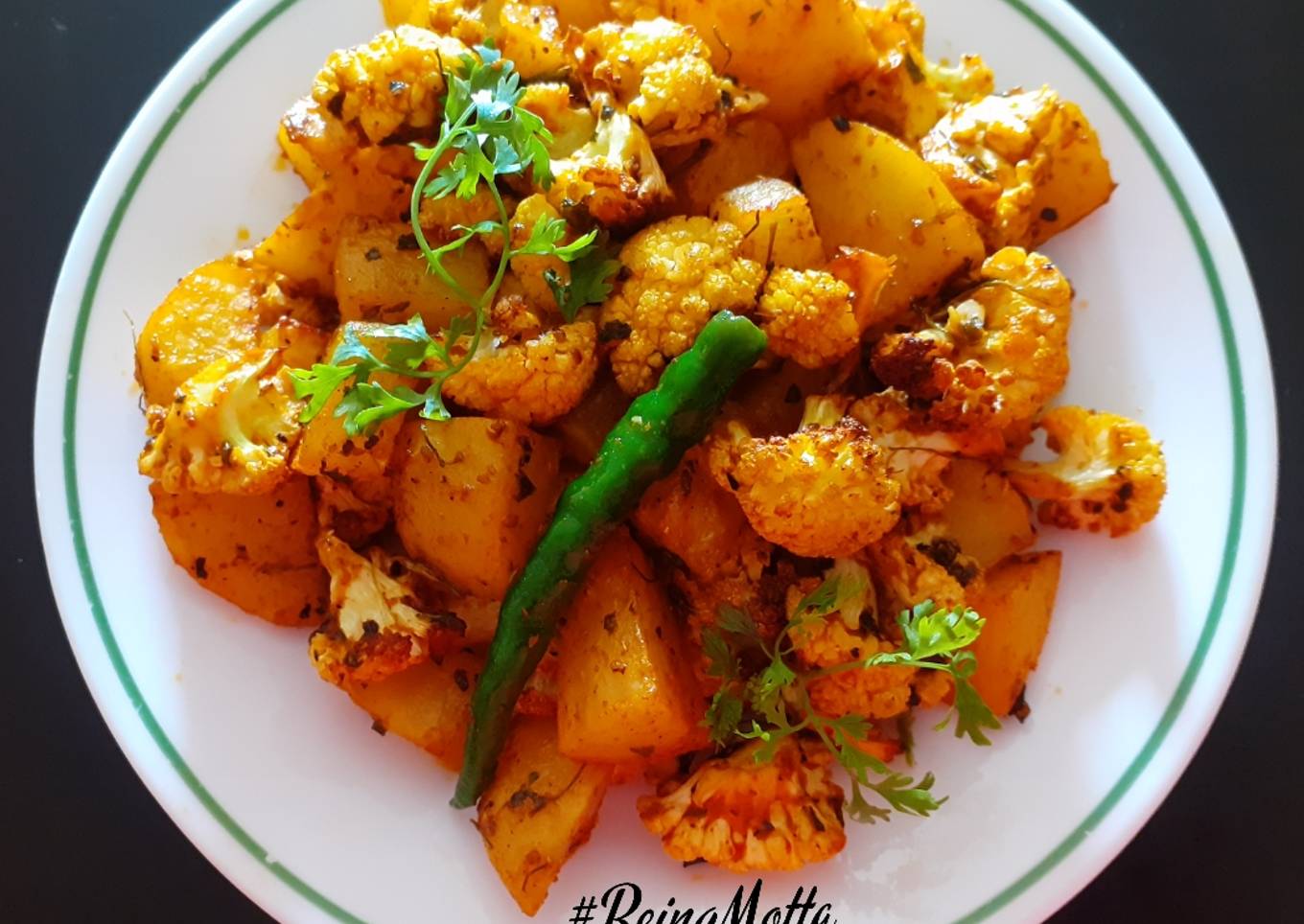 Grilled Cauliflower-Potato Subzi (Airfryer)