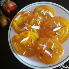 A picture of Ras Bahri Mango Jalebi.