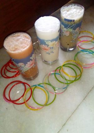 A picture of Tricolor gulkand lassi.