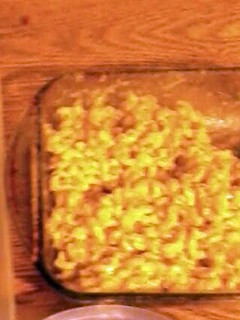 A picture of baked mac n cheese.