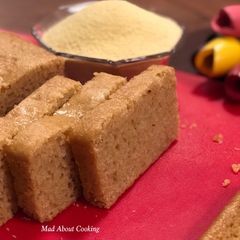 A picture of Sooji Atta Cake (Whole Wheat Rava Cake) Pressure Cooker Recipe Vanilla Rava Cake.
