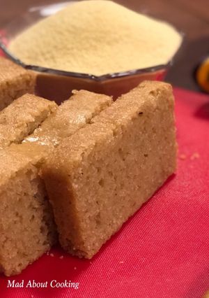 A picture of Sooji Atta Cake (Whole Wheat Rava Cake) Pressure Cooker Recipe Vanilla Rava Cake.