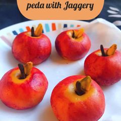 A picture of Apple peda with Jaggery.