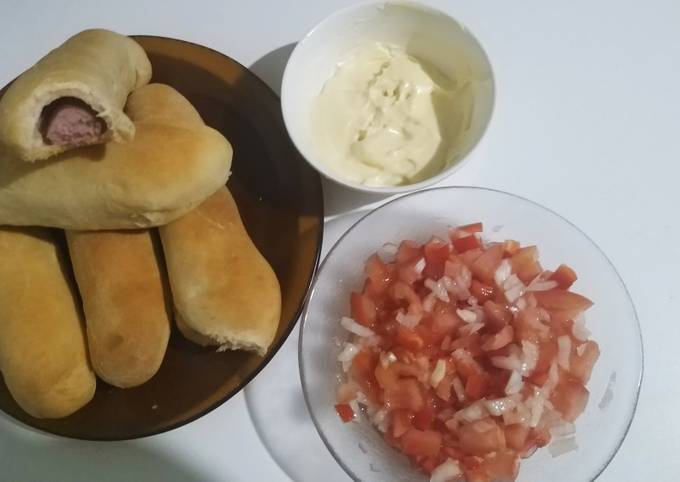 Pan Casero Relleno De Salchicha Y Salsa Criolla Receta De Las Recetas 