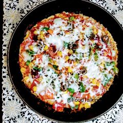 A picture of Thin Crust Veg Pan Pizza/No Oven/No Yeast.