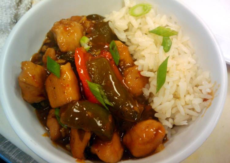 Steps to Make Homemade Spicy Orange Chicken with white rice
