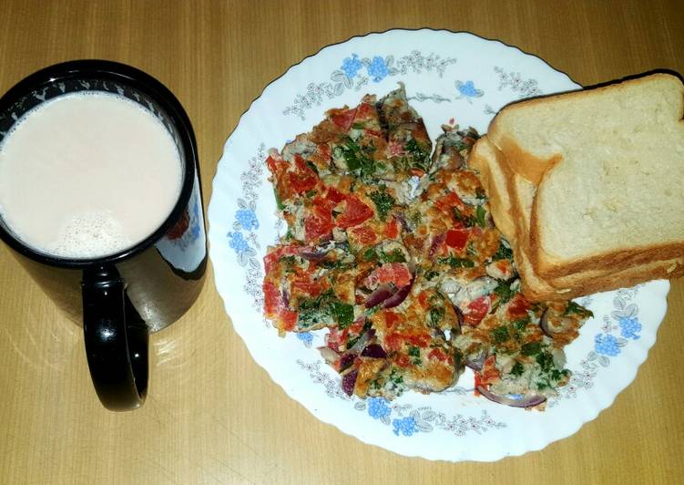 Breakfast spanish omelette with bread