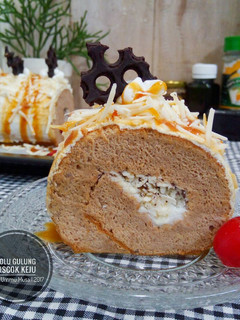 Foto resep Bolu Gulung Chiffon Pisang Coklat Keju Banana Chiffon Roll Cake