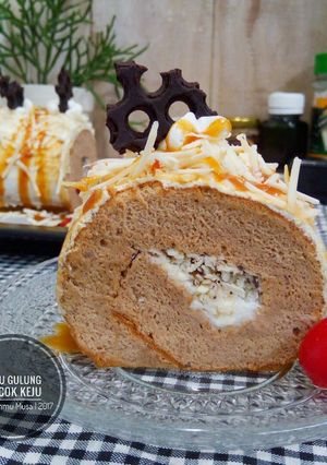 Foto resep Bolu Gulung Chiffon Pisang Coklat Keju Banana Chiffon Roll Cake