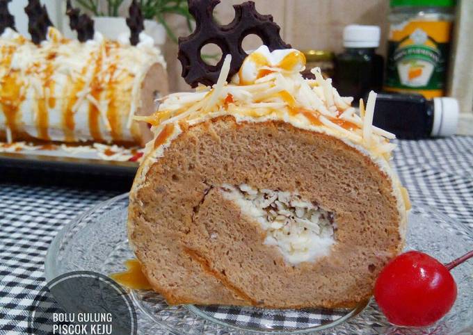 Bolu Gulung Chiffon Pisang Coklat Keju Banana Chiffon Roll Cake