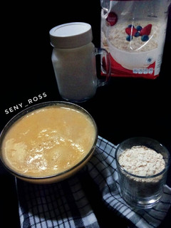 Foto resep Oat milk mango smoothies+plain