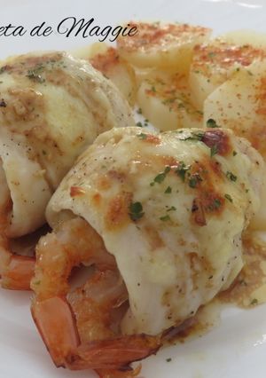 Foto principal de Rollitos de merluza con gambas en salsa de limón