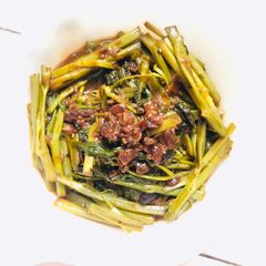A picture of Side Dish: Water Spinach in Ssamjang | Korean Style Steamed KangKong.