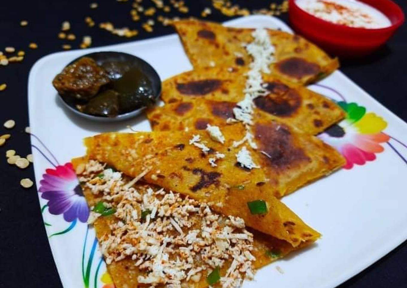 Toor dal paratha with paneer masala stuffing