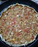 Tarta de pollo con morrón de lata y tomate