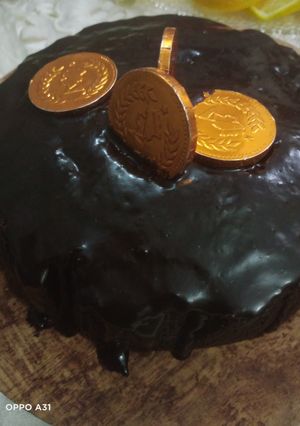 A picture of Chocolate cake with homemade butter.