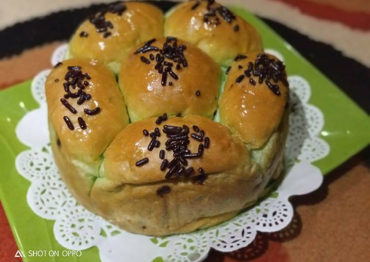 Cara Mudah Membuat Roti sobek pandan coklat(tanpa telur) Anti Gagal