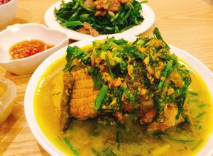 Hình của món Cá Nheo om riềng mẻ.