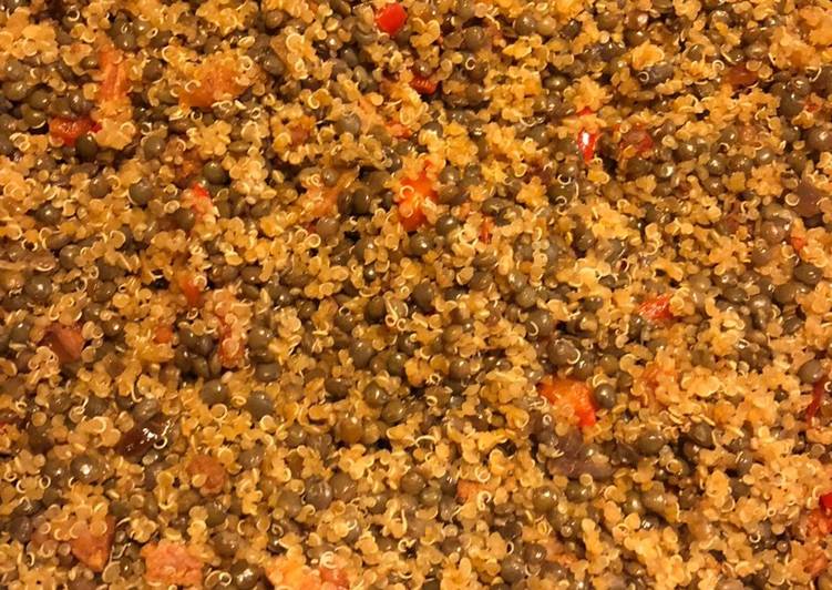Quinoa, lentils and chorizo  salad