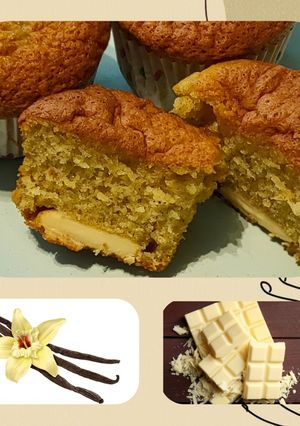 Une photo de Moelleux vanille et chocolat blanc