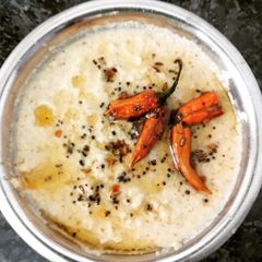 A picture of Peanut chutney South Indian style.
