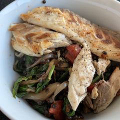 A picture of Spinach & Black Lentils with Seabass.
