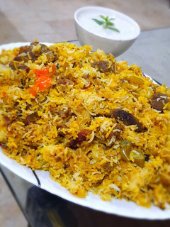 A picture of Mutton Dum biryani(Hyderabadi style).