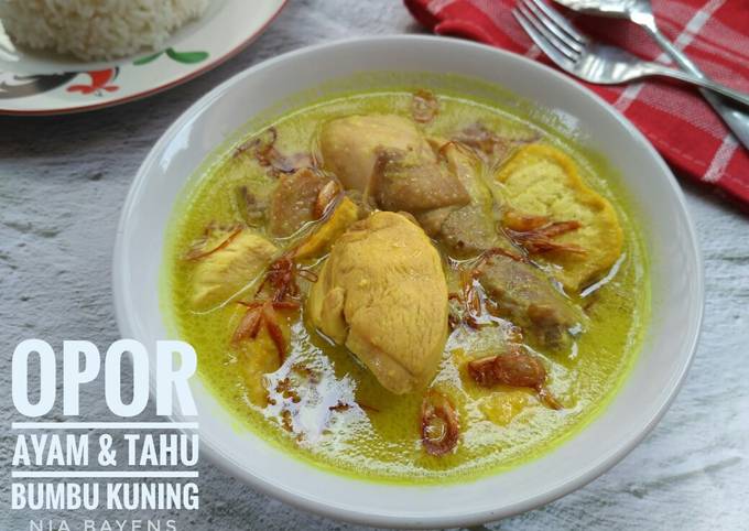 Opor ayam & tahu bumbu kuning (#Bandung_recookConySeptiani)