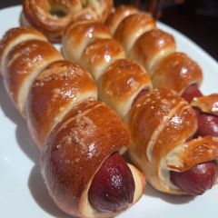 A picture of Sourdough Pretzel Dogs.