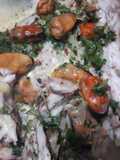 Corvina con mejillones a la crema