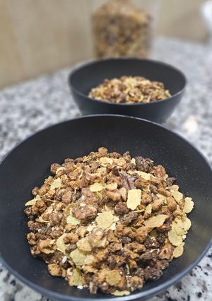 Una foto de Granola casera con soja texturizada