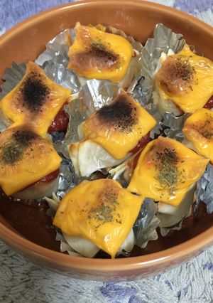 A picture of Bite-Sized Pizza Gyoza.