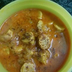 A picture of Besan ke gatte ki sabzi.