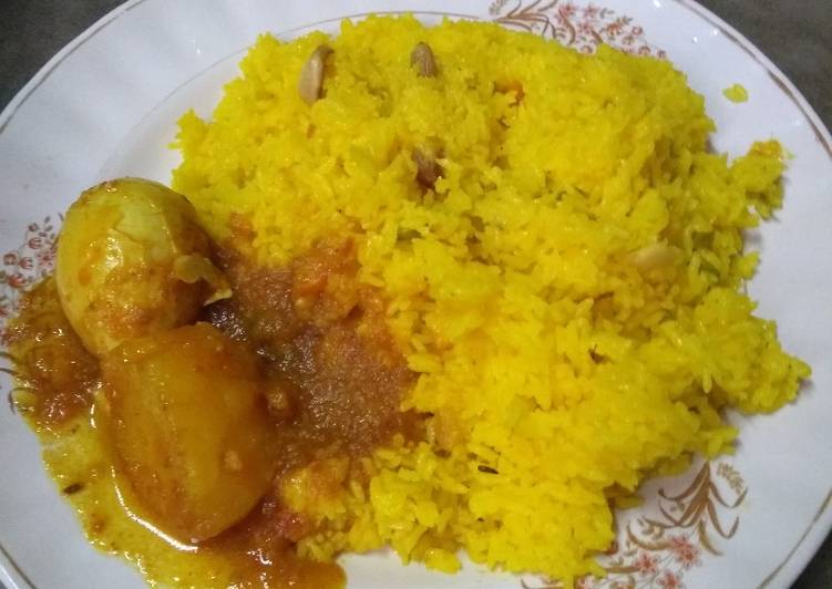 Pulav and egg curry