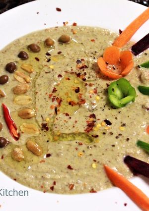 A picture of Black Chickpeas - Peanut Hummus.
