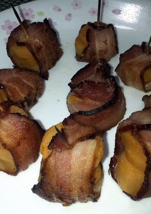 A picture of Sweet Potato Wrapped In Bacon.