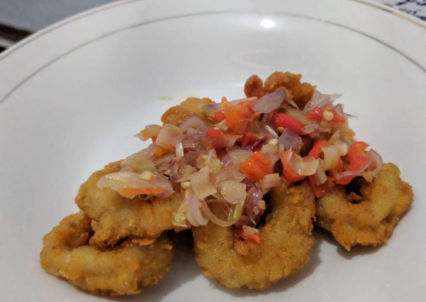 Cumi dengan saus pedas