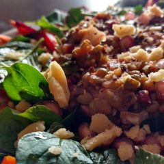 A picture of Green Gram Salad with raw veggies.
